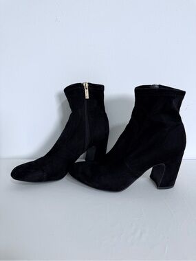 DSW Unisa Black Suede Ankle Booties with Block Heel